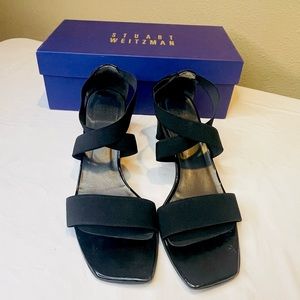 STUART WEITZMAN Black Small Block Heel Sandals